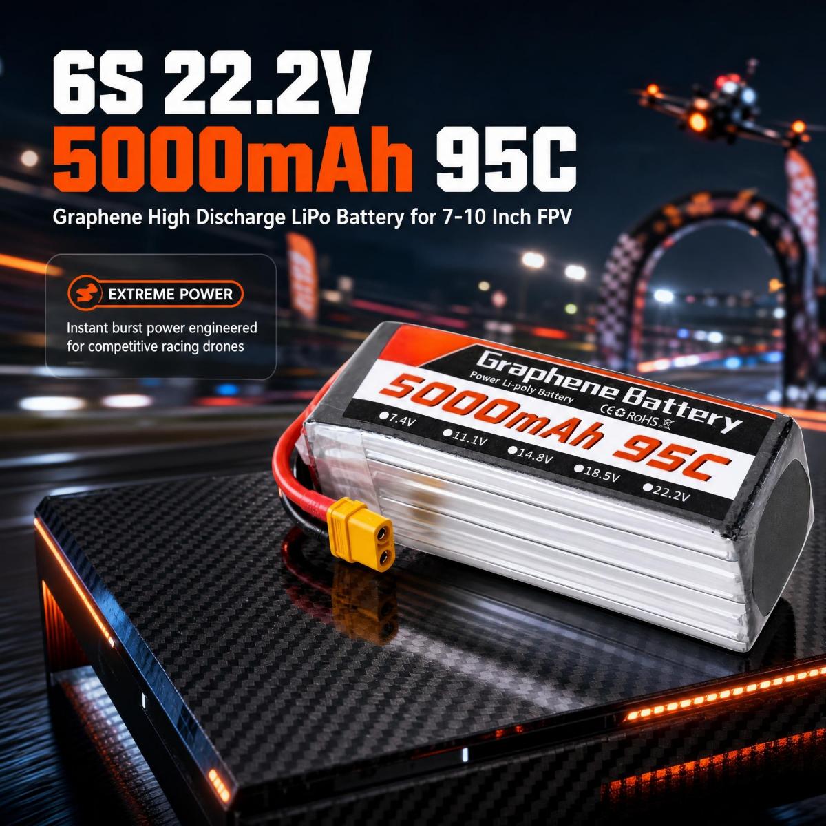7, 9, 10-дюймовая графеновая L – обзор и цена 6S Lipo Battery 22.2V 5000Mah